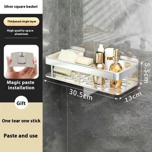 Mensola portaoggetti da parete <span class=keywords><strong>in</strong></span> stile moderno <span class=keywords><strong>per</strong></span> bagno, organizer <span class=keywords><strong>in</strong></span> alluminio senza foratura con ripiano angolare <span class=keywords><strong>in</strong></span> acciaio e <span class=keywords><strong>metallo</strong></span> - Product Image 6