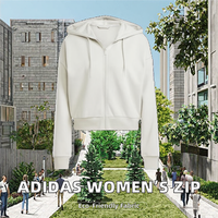 Sweat à capuche zippé court pour femme en molleton bouclette épais uni, personnalisable avec logo, vente en gros