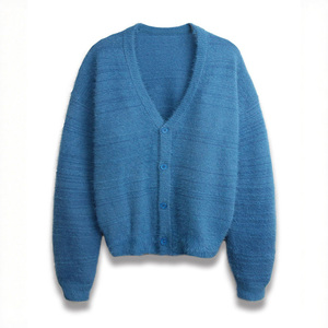 Oem & ODM của phụ nữ mùa đông dệt kim Cardigan thiết kế mới dài tay nút Bìa v-cổ áo với biểu tượng tùy chỉnh mô hình rắn - Product Image 1