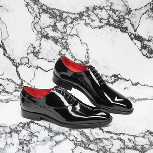 Chaussures habillées en cuir verni pour hommes, style Oxford, à lacets, bout pointu, pour mariage et soirée - Product Image 2