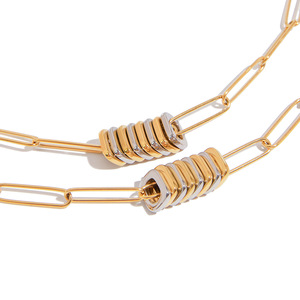 Conjunto de Pulseras de Cadena Geométrica de Acero Inoxidable Dorado, Joyería Unisex para Regalo - Product Image 5