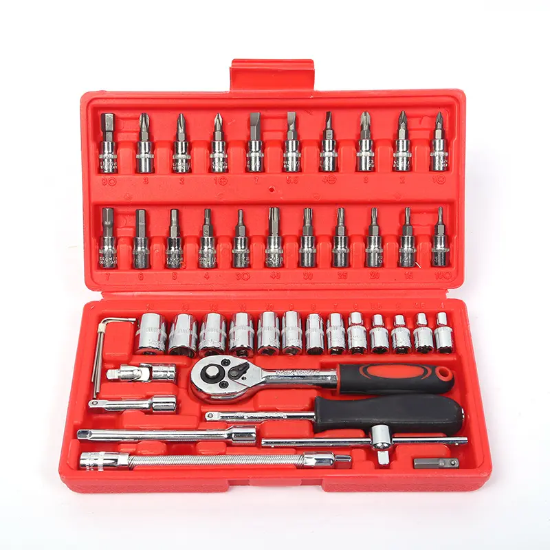 Alta Qualidade Portátil Ferramentas Manuais Set 46pcs Professional OEM Service Chrome Vanádio Ferramentas Manuais Socket bits screwdriver sets