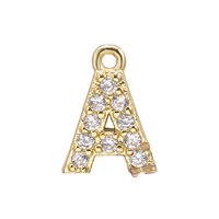 Hot Diy 26 Anglais Pendentif Plaqué Boucles D'oreilles Collier Accessoires Or Cadeau À La Mode Lettre Collier Zircon Cuivre Lettre Charme