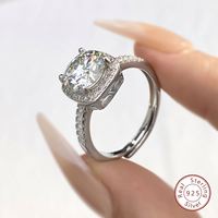 Prix bas 925 argent Sterling 18k plaqué or GRA 1CTVVS D couleur Moissanite forme carrée bague femmes fiançailles bijoux fins