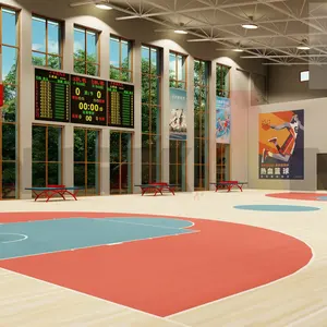 Çin tedarikçisi profesyonel spor salonu akçaağaç ahşap spor basketbol sahası için döşeme