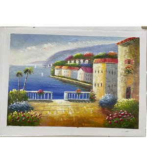 لوحات زيتية يدوية الصنع عالية الجودة على قماش الحديقة إنجلترا مشهد قرية ساحلية ألوان مائية مطبوعة تدعم قاعدة ورقية - Product Image 5