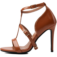 Sandales gladiateur à bride en T pour femme, grande taille 47, avec boucle à la cheville, bout carré ouvert, talons aiguilles hauts, chaussures de soirée