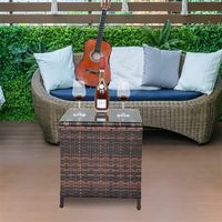 Table d'appoint en osier de design moderne pour l'extérieur, table de rangement pour patio, balcon, véranda, terrasse