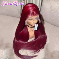 Perruque Lace Front HD en Cheveux Humains Lisses Naturels Bourgogne, Densité 13x4 13x6, Pré-épilée, Sans Colle, Vente en Gros pour Fournisseurs