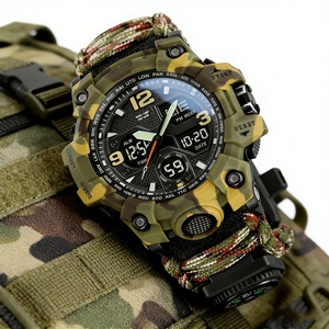 Montre de survie en plein air pour hommes, montre de sport multifonctionnelle, boussole, étanche, double affichage, montre numérique LED - Product Image 2