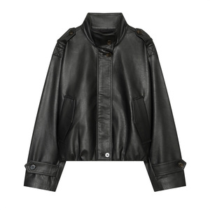 Nouvelle Collection 2026 : Blousons Utilitaires <span class=keywords><strong>en</strong></span> PU <span class=keywords><strong>pour</strong></span> <span class=keywords><strong>Femme</strong></span> – Style <span class=keywords><strong>Aviateur</strong></span>, Col Montant, Boutons, Poches à Rabat, Coupe Ajustée, Manteaux Courts <span class=keywords><strong>en</strong></span> <span class=keywords><strong>Cuir</strong></span> <span class=keywords><strong>pour</strong></span> Automne-Hiver - Product Image 2