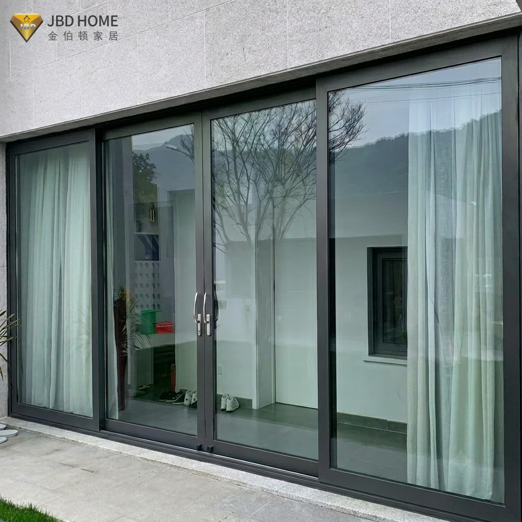 Factory Direct Supply Interior Double-layered Tempered Glass Automatic Aluminum Sliding Glass Door Windproof For Houses · image 2
