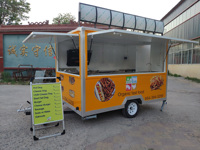 Remorque alimentaire mobile carrée entièrement équipée, chariot de cuisine, remorque de service petit-déjeuner extérieur avec équipement en acier inoxydable