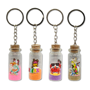 Mini plage en bouteille porte-clés avec de vraies coquillages et sable coloré – Cadeau fantaisie - Product Image 5