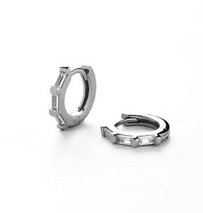 Joyería fina plata esterlina 925 18K chapado en oro cielo claro baguette corte circón aros pendientes - Product Image 3