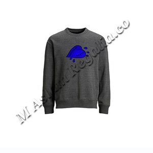 Sweat-shirt en coton pour hommes, vêtement en molleton, de couleur gris clair et gris cuir contrasté, design raglan, vente en gros - Product Image 3