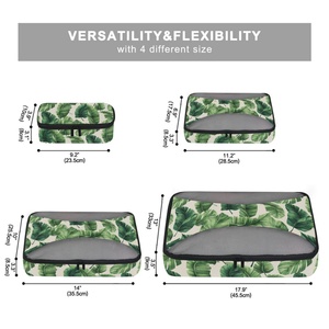 Lot de cubes de rangement de voyage en gros à imprimé palmier tropical vert, conception personnalisée, avec dessus en maille et compression pour le voyage - Product Image 5