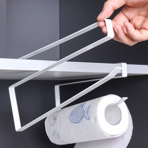 <b>Kitchen</b> Paper Towel Holder No Drill Cabinet Roll Holder Multi Function Storage <b>Rack</b> For <b>Kitchen</b> Use White - Product Image 1