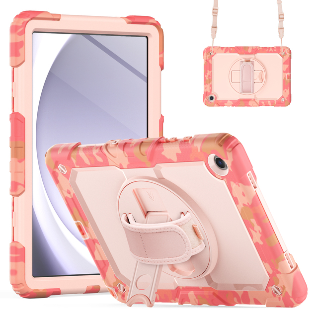 Camouflage Style Hand Strap Rotation Stand Tablet Case for Samsung A9 Plus 11 Inch for iPad 10.2 7th 8th 9th Generation Cover