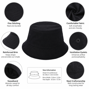 Chapeau Bob en Coton avec Logo Brodé, Large Bord, Unisexe, Protection Solaire, Chapeau de Pêcheur, Personnalisable OEM - Product Image 2