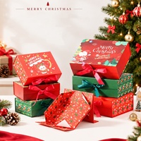 Boîte pliante magnétique en carton rigide en une seule pièce, motif de Noël, impression UV, emballage en papier, vente en gros