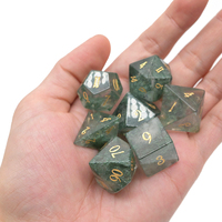 Ensemble de dés en pierre naturelle de mousse de haute qualité, 7 pièces, dés Dnd, dés polyédriques verts pour jeu de table, cadeau RPG
