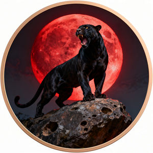 Moneda de Cobre Puro 999 de 1 Onza, Pantera Negra Colorida, Medalla de Arte Coleccionable en Alto Relieve, Pequeña Barra de Cobre - Product Image 2