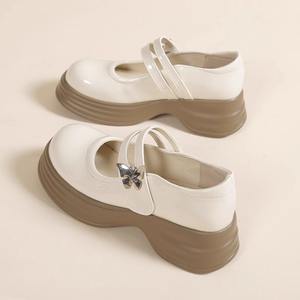 Women's 2026 Autumn Summer French <b>Mary</b> <b>Janes</b> Bridal Shoes Chunky <b>Heel</b> Pumps Breathable Cross Straps Genuine Fashion Trend - Product Image 2