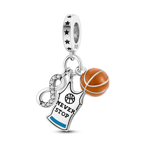Colgante de cadena de mano de la serie Music Movement, chapado en plata 925, con cuentas de circonita, dijes de corazón, balón de fútbol y guitarra, para joyería DIY y collares - Product Image 3