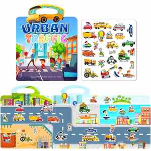 Libro de Pegatinas de Gel Reutilizables de Tráfico Urbano, Juguete de PVC para Desarrollar el Cerebro, Ideal para Viajar, Regalo Perfecto de Buena Calidad - Product Image 2