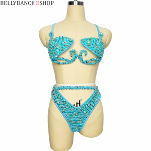 Samba carnevale cintura reggiseno in filo di pancia e collant perline a mano Passista concorso Cabaret Broadway Theater Mardi Gras, veline di Las Vegas - Product Image 1