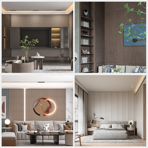 Panel Dinding WPC Ramah Lingkungan Anti Air Desain 3D Beralur dari Plastik Bambu untuk Dinding Interior Modern Ruang Tamu Kamar Mandi Hotel - Product Image 4