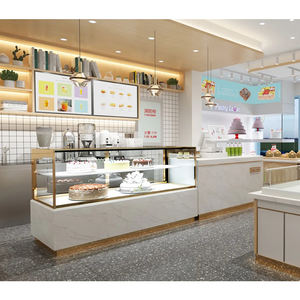 <span class=keywords><strong>Prix</strong></span> d'usine ensemble complet boulangerie gâteau pain vitrine en verre pour café magasin comptoir meubles design d'intérieur vitrines - Product Image 1