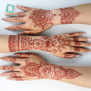 Autocollants de <span class=keywords><strong>tatouage</strong></span> temporaire au henné rouge, motif floral indien, pour femmes et filles, format A5, imperméables, pour le corps, les mains et les pieds, sexy, fabricant - Product Image 5