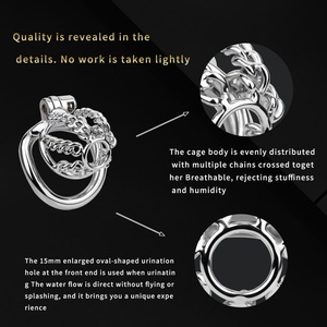 FRRK-313A Hollow Metal Cock Cage Chain Shaped Penis Restriction Chastity Device Cage for Men Long Time <b>Locking</b> Couple BDSM Toys - Product Image 4