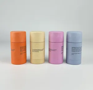 75ml Colors Empty ECO Biodegradable Wheat Straw PCR Twist Up Deodorant Container Stick Round Tube Packaging