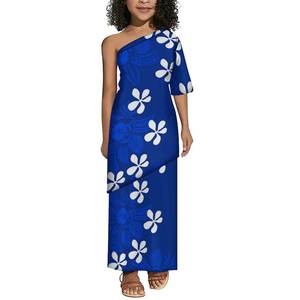 Setelan 2 potong baju anak-anak, setelan 2 potong baju anak-anak, balita, lengan pendek, ukuran Plus, bahu miring, Puletasi, desain seni Pulau Pasifik kustom, - Product Image 3