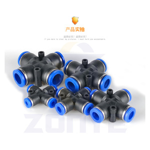 Zonye Pza Cross Four Way <b>Connector</b> 4 6 8 10 12 Mm <b>Quick</b> Connect Pneumatic Fittings Plastic Blue Cap Series - Product Image 4
