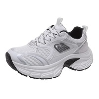 Sepatu Dad Shoes Gaya Zhao Lusi Wanita Koleksi Baru Musim Panas 2026 Warna Solid Tali Sepatu Sol Tebal Penambah Tinggi Ultra-Lembut