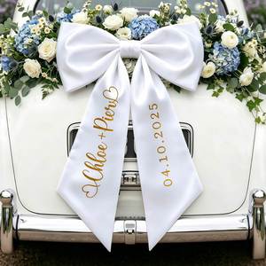 Grand nœud en ruban plastique personnalisé, élégant, promotionnel, pour décoration de voiture de lune de miel, blanc, pour véhicule « Just Married » - Product Image 2