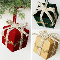 Pendentif de Noël 2026, Ornement de Noël, Boîte Cadeau en Velours, Décoration Suspendue, Décoration d'Arbre de Noël Faite à la Main, Fêtes
