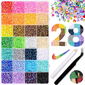 Juego <span class=keywords><strong>de</strong></span> Brocas <span class=keywords><strong>de</strong></span> Resina <span class=keywords><strong>de</strong></span> Colores Mezclados <span class=keywords><strong>de</strong></span> Lujo, 3/4/5 mm, 24/28/40 Rejillas, Diamantes <span class=keywords><strong>de</strong></span> Imitación para Manualidades, Decoración <span class=keywords><strong>de</strong></span> Ropa y Teléfonos - Product Image 3