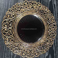 Europese antieke gouden holle frame zwarte dinerbord elegante bruiloft feesttafel decoratie schaal
