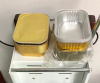 Barquette alimentaire jetable en aluminium doré/argenté de 650 ml, à paroi lisse, personnalisable, avec couvercle