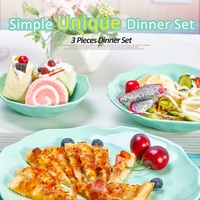 Ensemble de vaisselle de camping en plastique écologique réutilisable, coloré, durable, lavable au lave-vaisselle, personnalisable, 3 pièces, assiette et bol