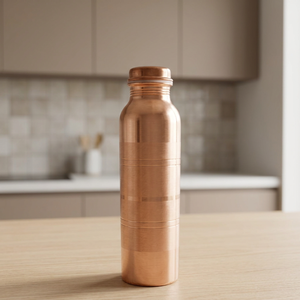 Botella de Agua de Acero Inoxidable y Cobre Ecológica NA201 de BS International, 600 ml, Bebida Saludable de Verano con Pajita para Té - Product Image 1