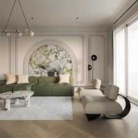Papier peint mural en marbre vert 3D gaufré beige crème, panneau de plâtre européen, décoration intérieure pour villa, chambre et salon
