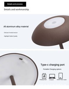 2024 New 2600mah Touch Charging Eye protection Restaurant bar Retro Decorative Modern Metal Led Night Light <b>Table</b> Desk <b>Lamp</b> - Product Image 4