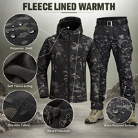 Ensemble veste et pantalon tactique softshell pour homme, doublure polaire, camouflage, hiver, randonnée, chasse, résistant à l'eau, en stock
