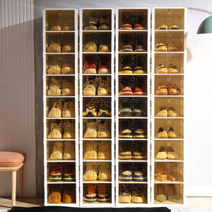 Free installation shoe box transparent drawer storage box shoe cabinet net red storage saving space folding rack
